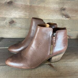 frye judith womens size 8.5 shoes brown leather zip up comfort heel ankle boots